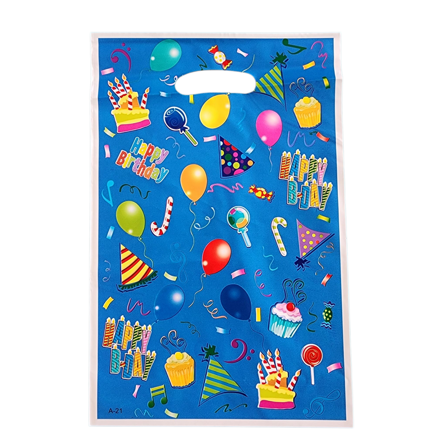 Blue Birthday Confetti 25x16 cm Plastic Loot Bag (Pack of 10)