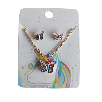 Girls Butterfly Necklace and Earrings