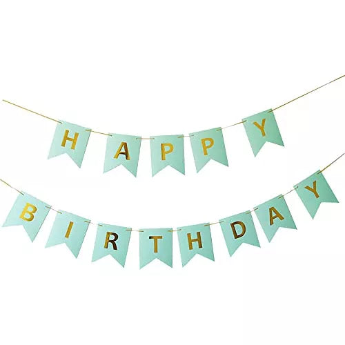 Light Blue Classic Flags Happy Birthday Garland