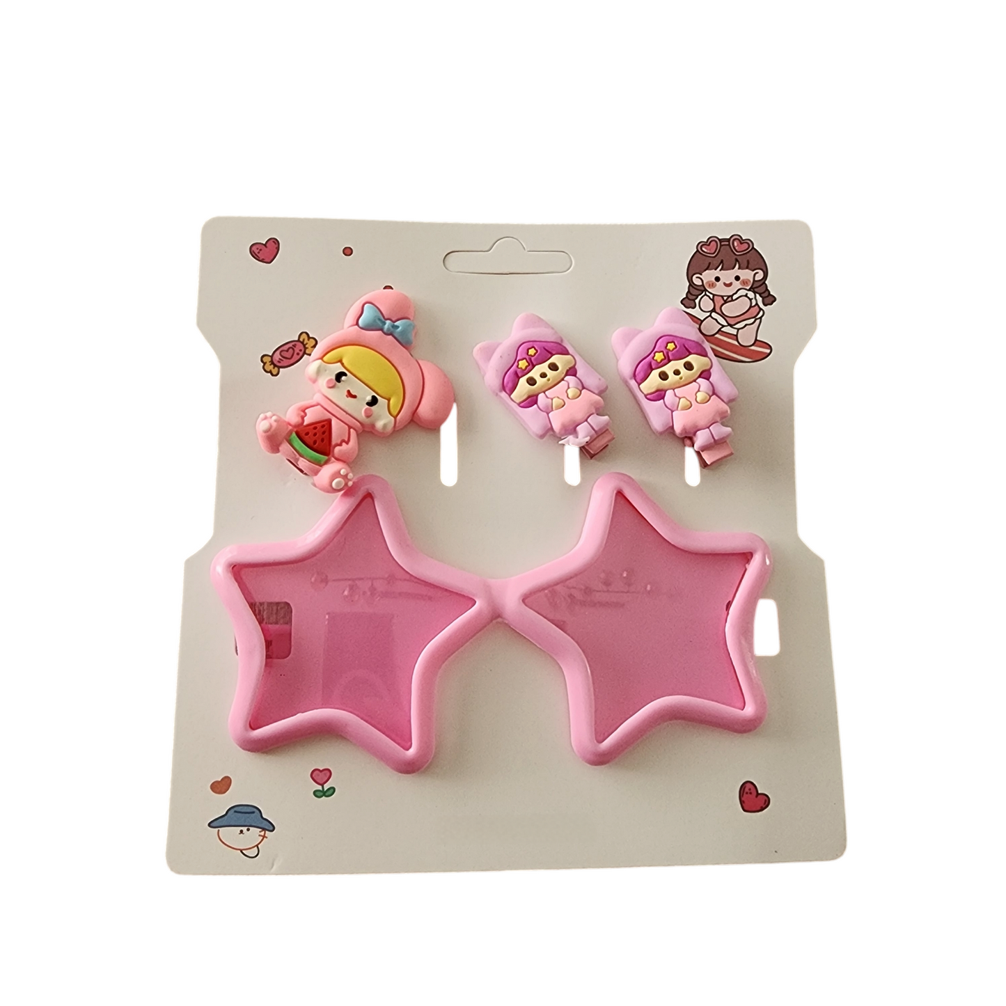 Girls Pink Set Sunglasses and Hair Clips