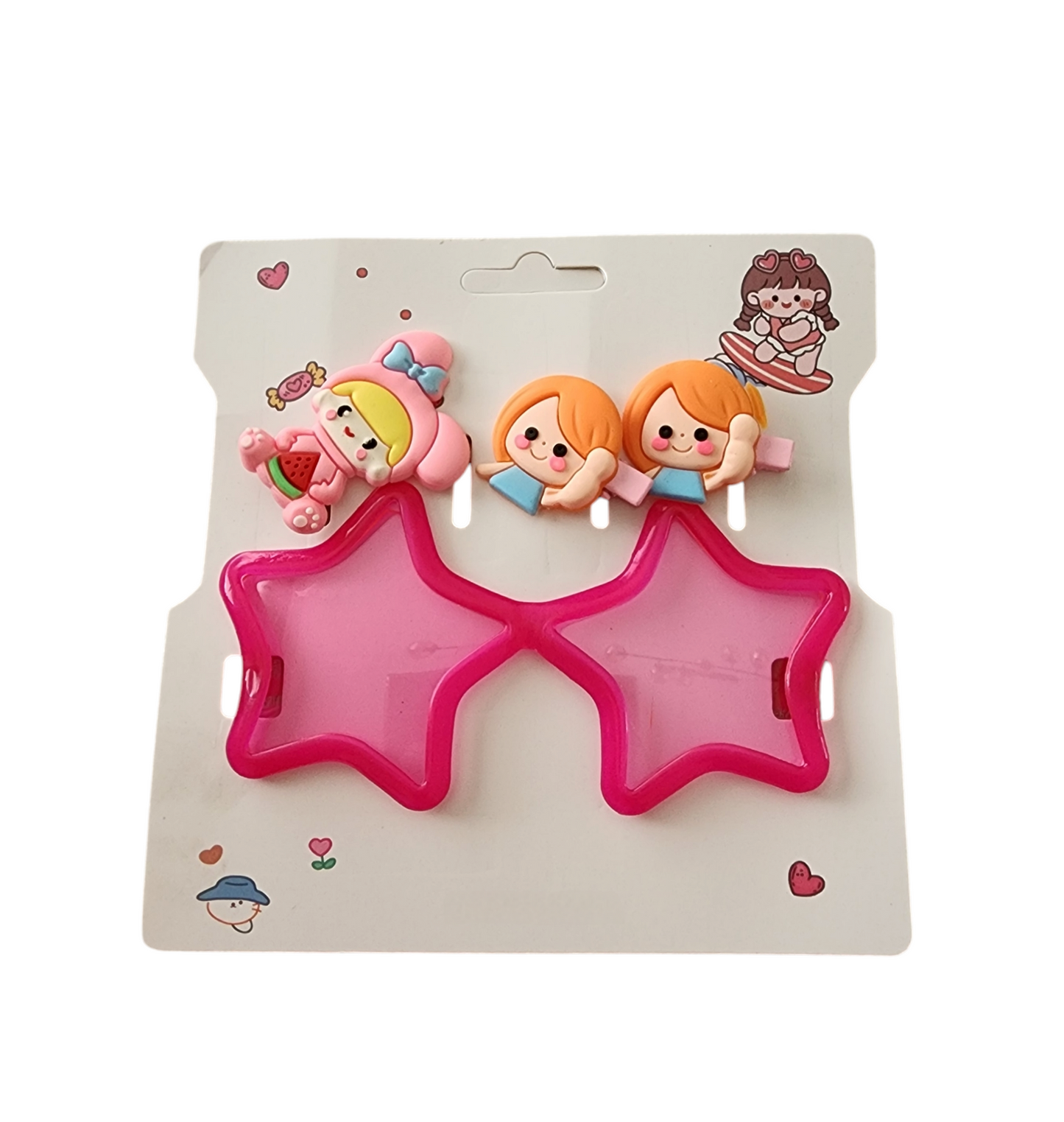 Girls Pink Set Sunglasses and Hair Clips