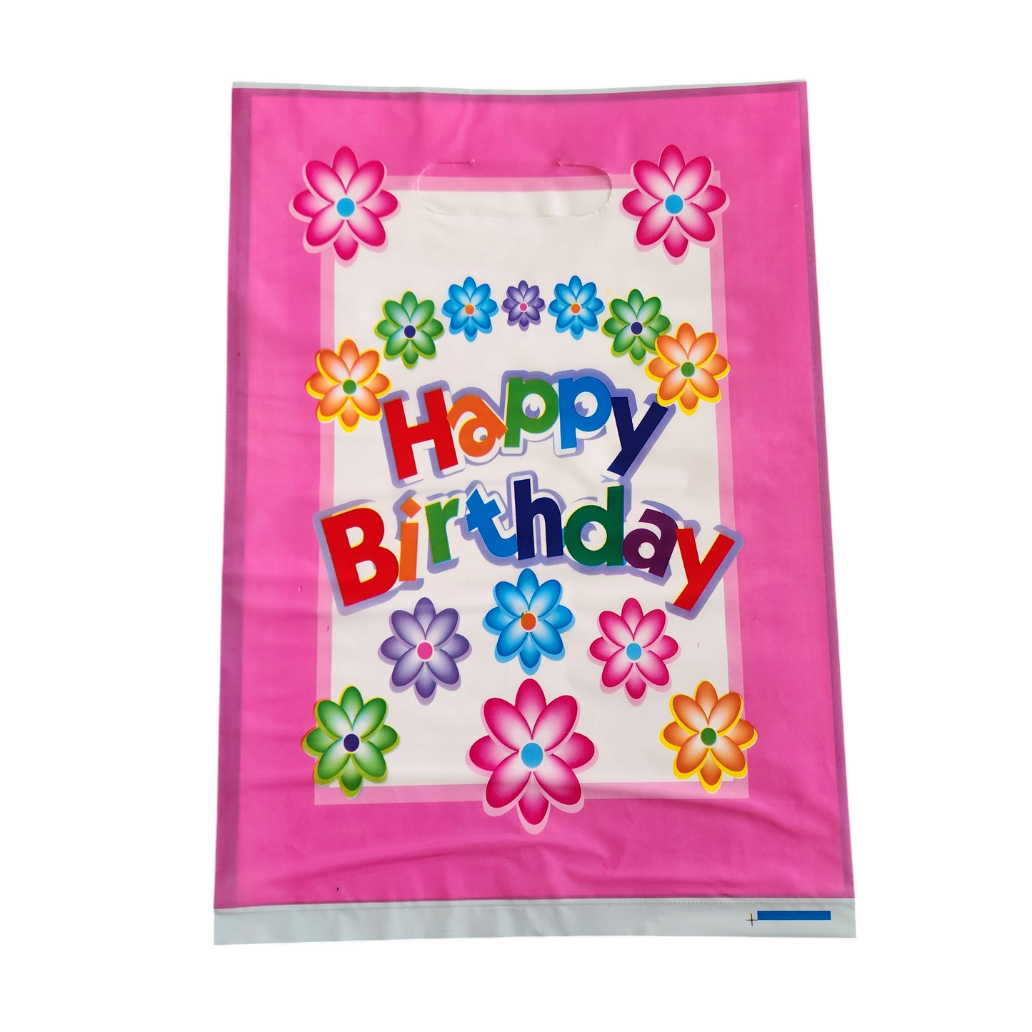 Pink Happy birthday 32x22 cm Plastic Loot Bag (Pack of 10)