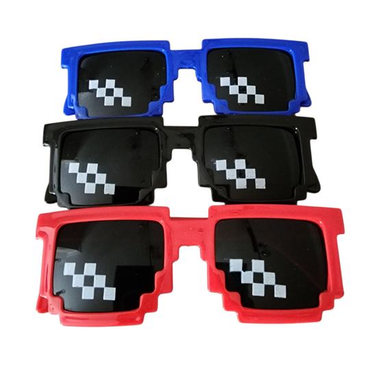 Pixelated Thug Life Kids Plastic Party Sunglasses for Boys (Pack of 3)