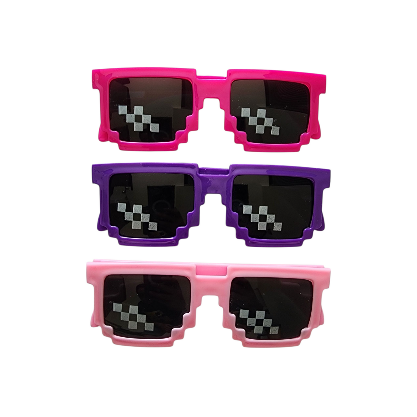 Pixelated Thug Life Kids Plastic Party Sunglasses for Girls (Pack of 3)