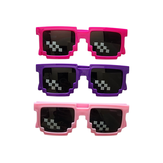 Pixelated Thug Life Kids Plastic Party Sunglasses for Girls (Pack of 3)